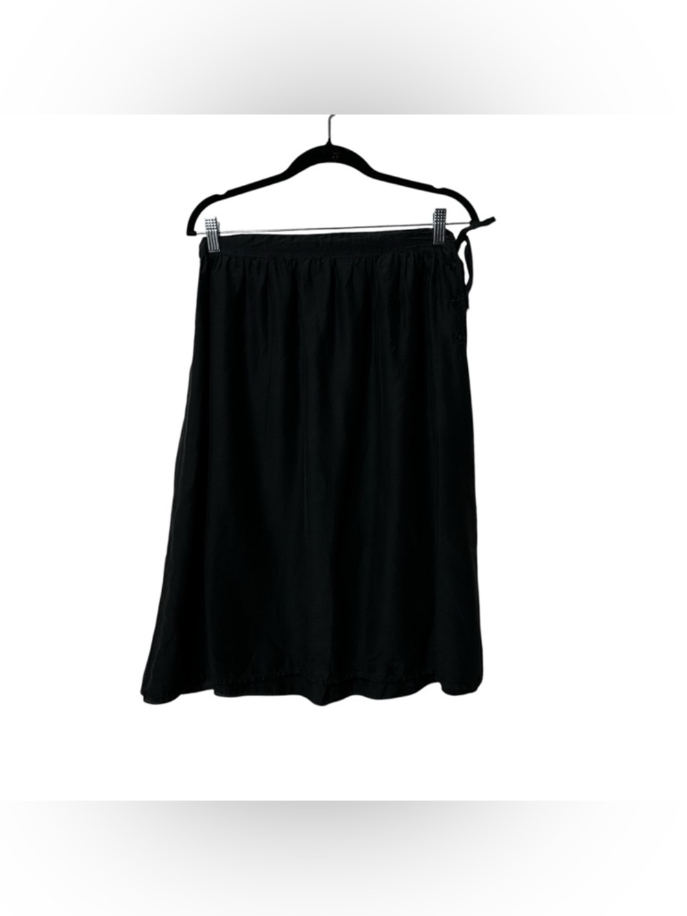 CP Shades Black Silk Blend Midi Skirt with Side Tie